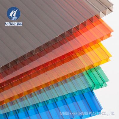Tấm Polycarbonate kép tường 10mm màu xám vàng cho nhà kính Chống chịu thời tiết