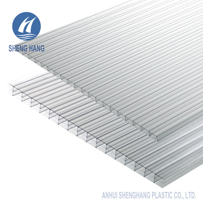 Tấm polycarbonate có tường đôi rõ ràng 2.1 * 6m Bảng PC Tấm lợp mái Coextorated UV Proof
