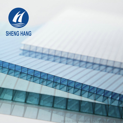 Xây dựng mái nhà PC rỗng Tấm polycarbonate kép chống trầy xước 80um