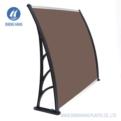 Mái hiên Polycarbonate cong màu nâu với chân đế kim loại Chống thấm nước Bền