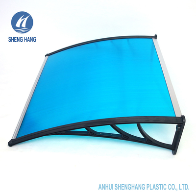 Cửa sổ Polycarbonate màu xanh lam Mái hiên ngoài trời Mái che nắng Cửa trước Tán