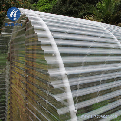 Nhà kính 1,2m Tấm polycarbonate sóng trong suốt được tráng UV để lợp mái
