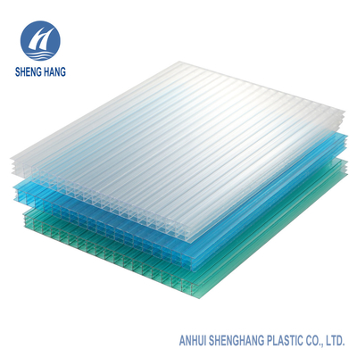 Tấm polycarbonate rỗng 4 lớp 18mm màu xanh lam Chống cháy 1050mm